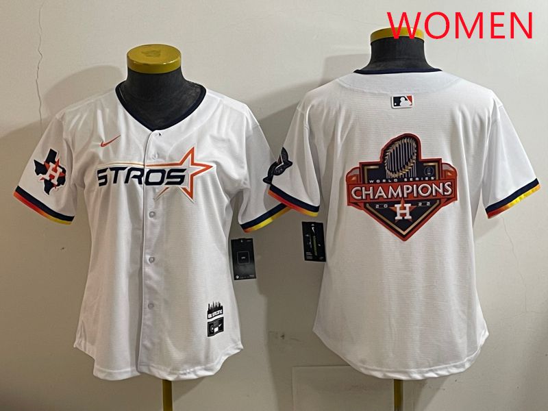 Women Houston Astros Blank White three generations Joint Name Nike 2025 MLB Jersey style 22